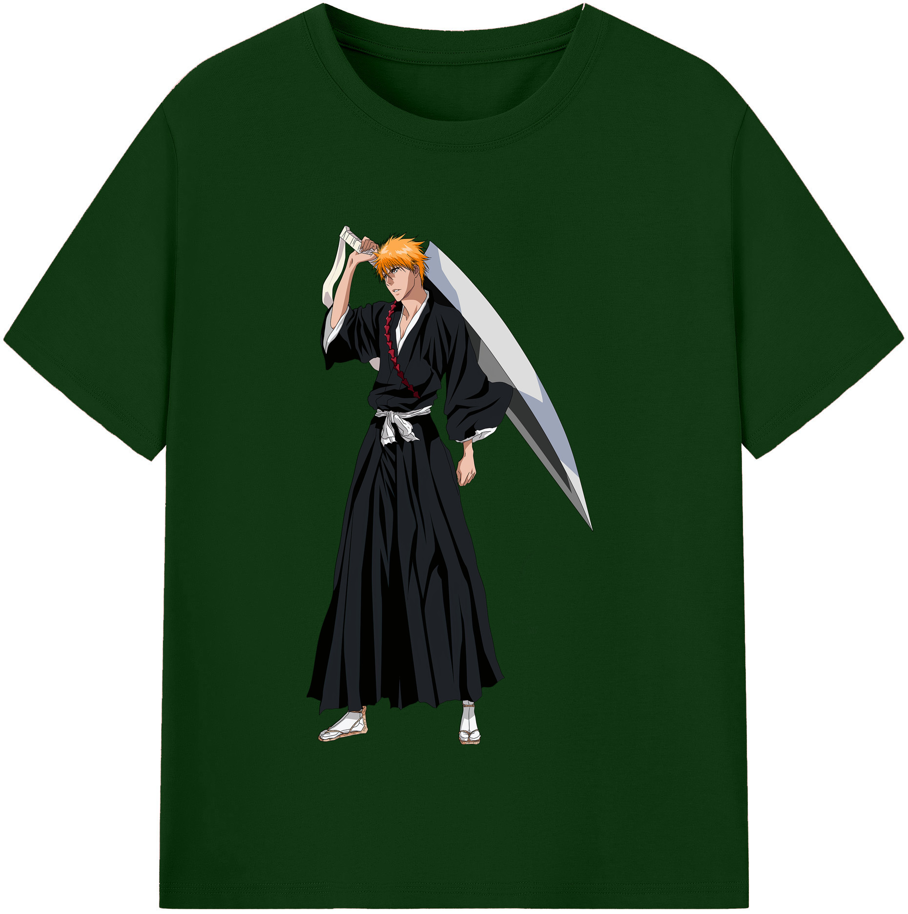（画像用） ブリーチ 黒崎一護（くろさき いちご）BLEACH Kurosaki Ichigo 綿100％半袖Tシャツ（フロントプリント）